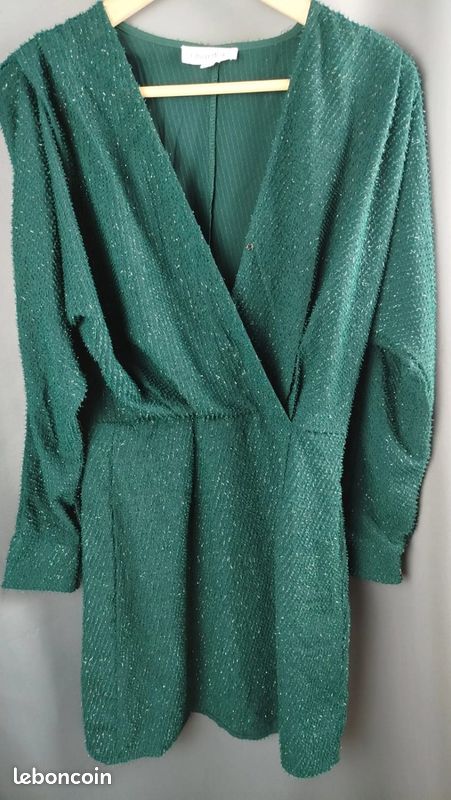 Robe verte soirée pailletée Charlior S/M (image 9)
