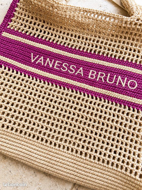 Sac Vanessa Bruno raphia beige et rose neuf (image 2)