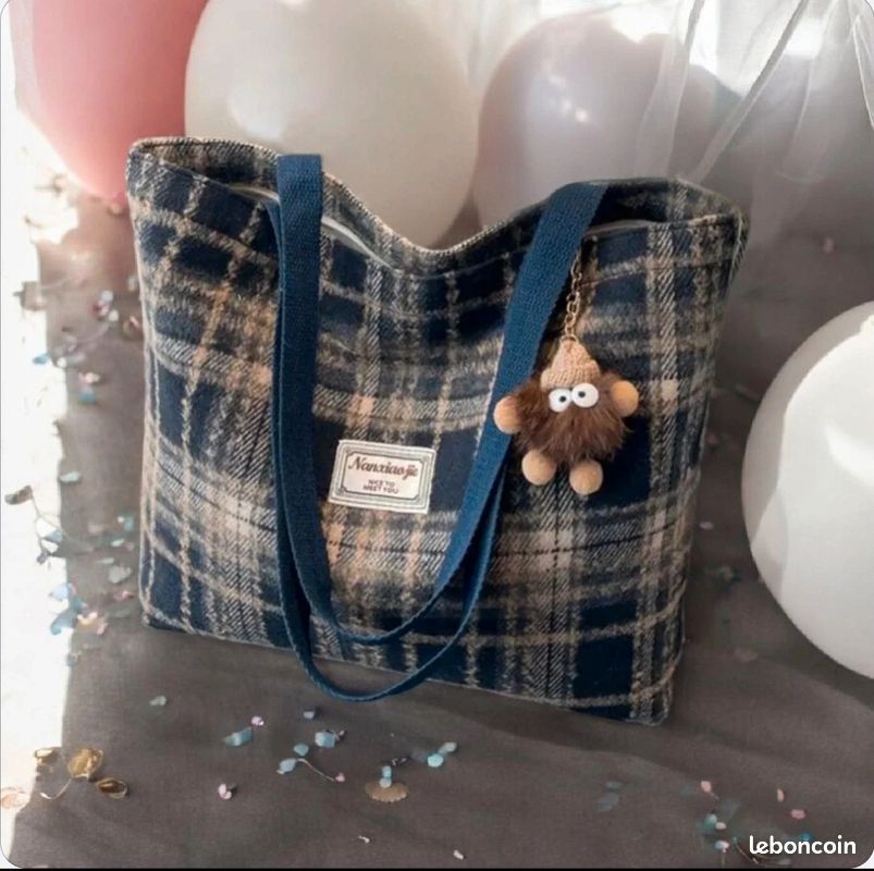 Tendance sac fourre-tout Tartan écossais bleu foncé (image 4)