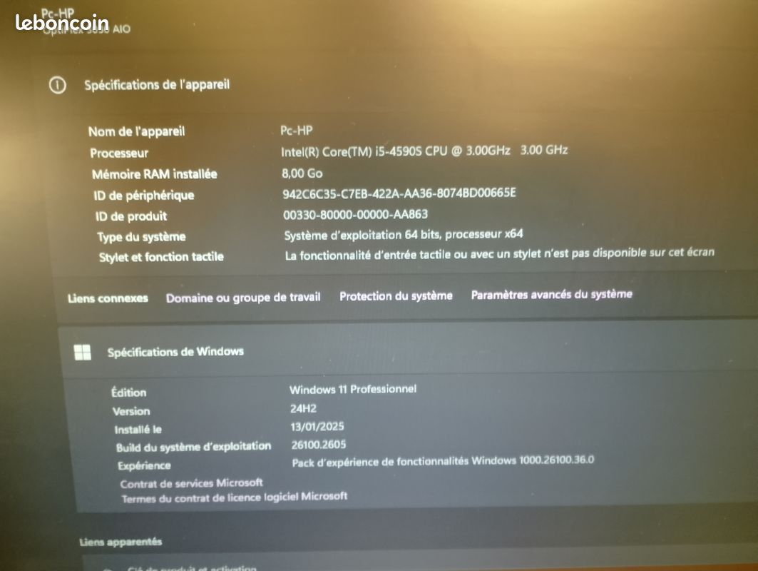 Dell tout en un 20’’, i5-4e/8G ram/128G/DVD rom/ssd/win11Pro/Pack office prêt a l’utiliser (image 2)