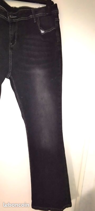 Jean Noir Délavé Taille Haute Coupe MOM - Taille 34 Femme, Kiabi, Occasion Très Bon état
