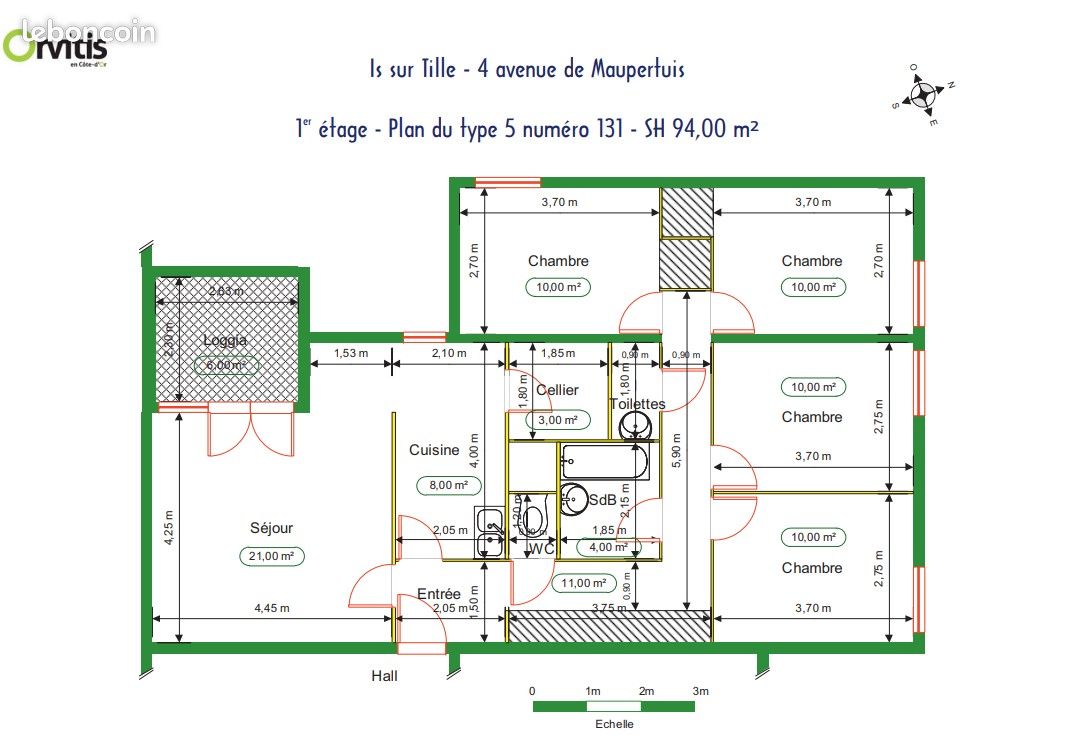 Appartement 5 pièces 94 m² · à Is-sur-Tille · 94 m² · 562 €