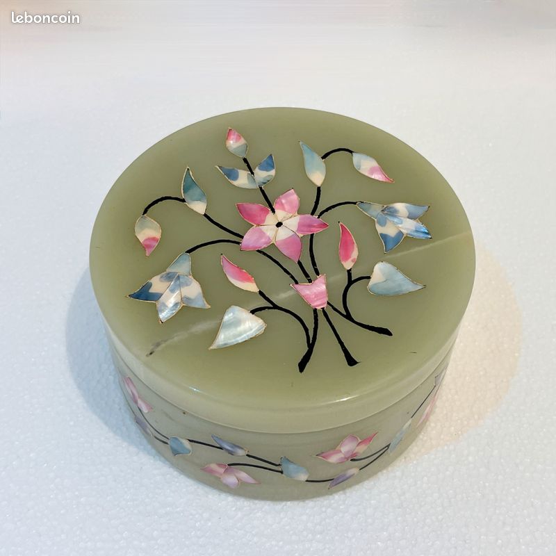Coffret à Bijoux Vintage Ancien - Boîte Onyx Vert - Occasion En Très Bon état