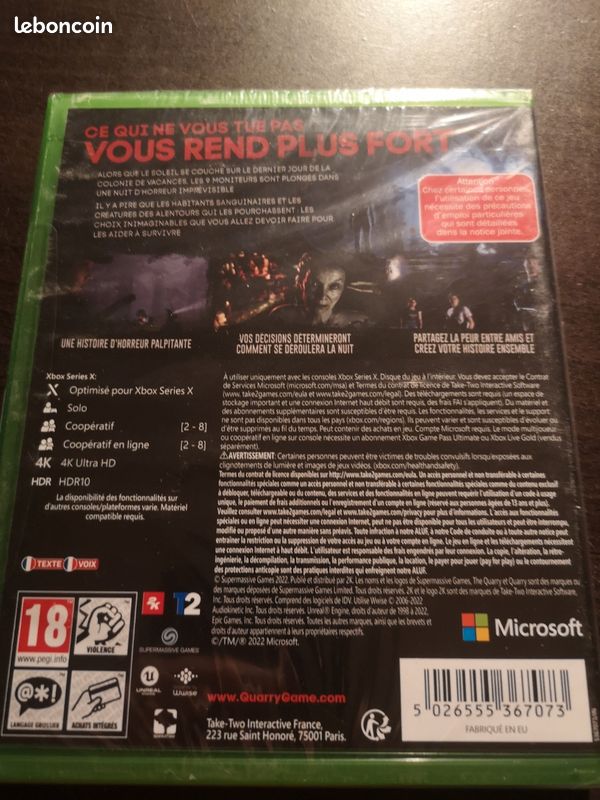 Jeu The Quarry Sur Xbox One - Neuf Sous Blister - Version Française (PEGI 18)