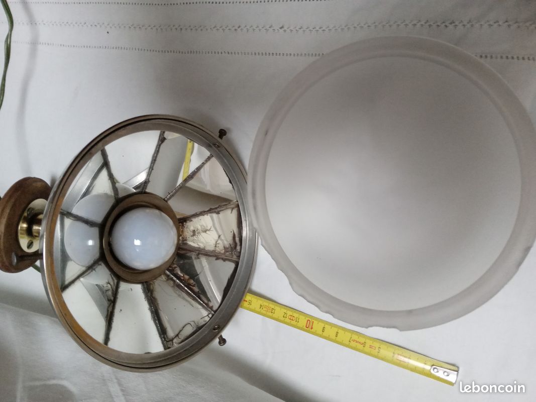 Ancienne lampe applique verre laiton vintage loft industriel métier jielde (image 6)