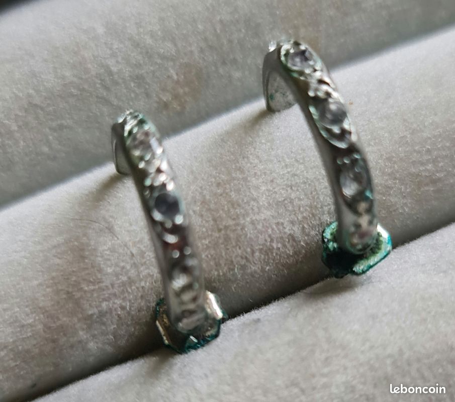 Boucles d'oreilles 3./4 de cercle, pierres brillantes incrustées (image 1)