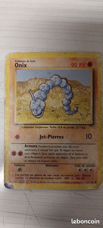 Carte pokemon Onix 1995 - Collection Carte pokemon Onix 1995 - Collection