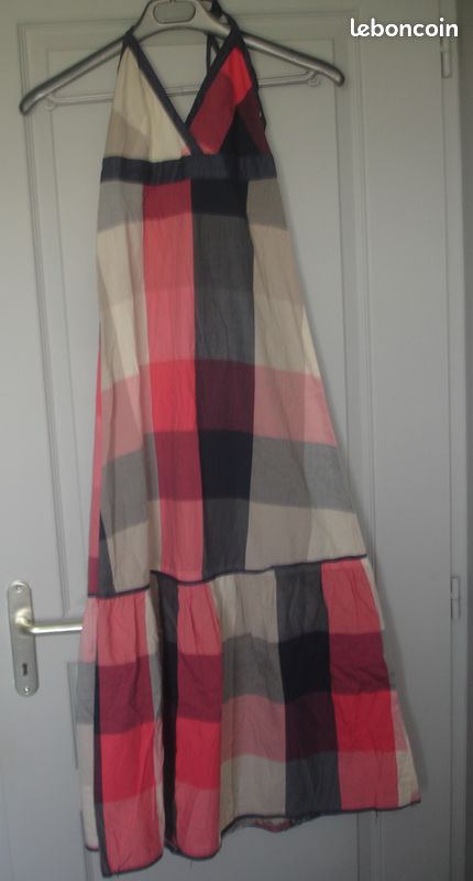 Robe longue carreaux rouge marine neuf xs vila Vêtements