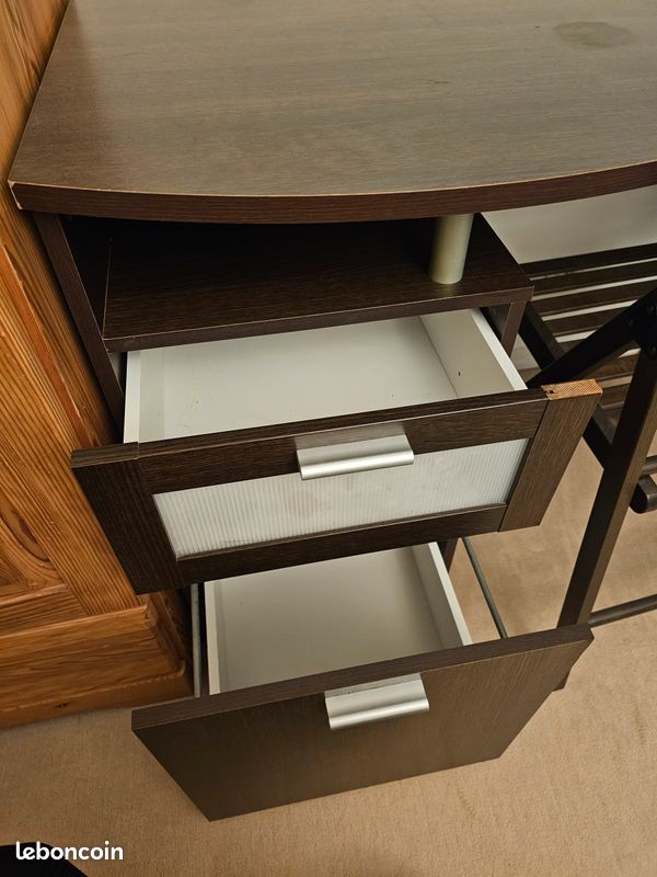 Bureau moderne marron foncé avec rangements - 140x60x76 cm (image 2)