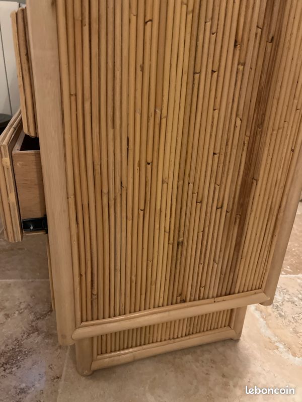 Design finca bois naturel retro vintage bambou rotin commode avec tiroirs Sklum Maison’s du monde comme neuf (image 9)