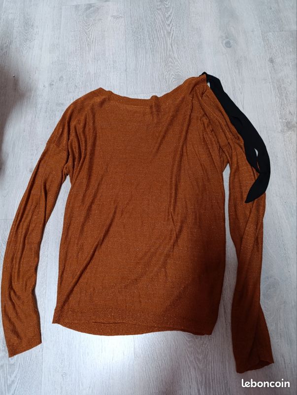 Pull Femme manches longues marron léger cache taille 38 (image 1)