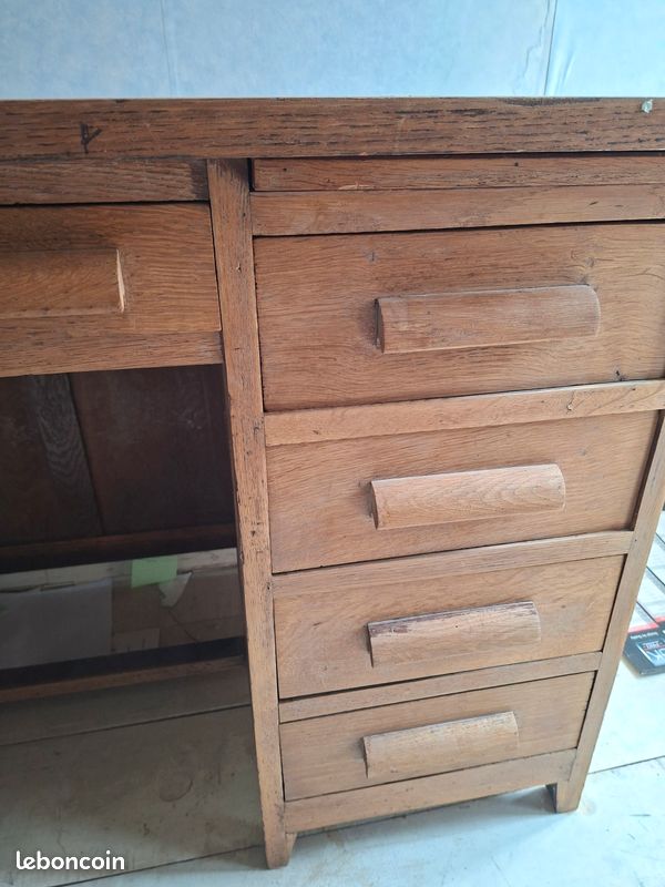 Bureau ancien bois naturel (image 2)