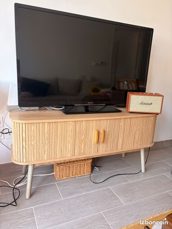 Meuble télé en bois portes coulissantes (image 1)