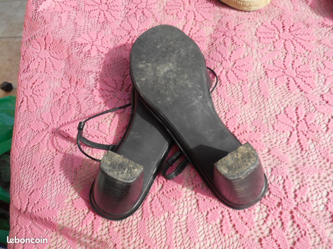 Chaussure escarpin noire ouverte hispanitas 39 cuir bride dessus (image 4)