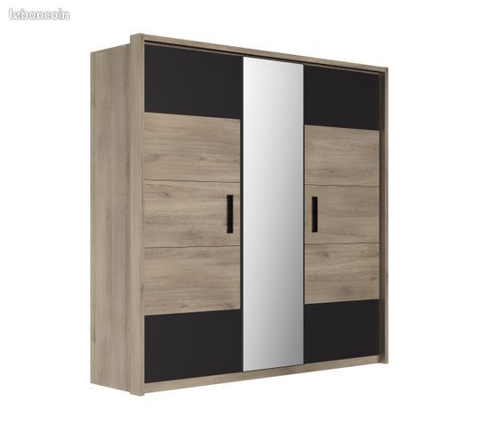 Armoire 3 portes L.218 cm imitation chêne kronberg clair (image 3)