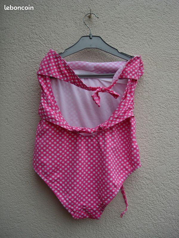Maillot de bain une pièce Vichy rose (image 2)