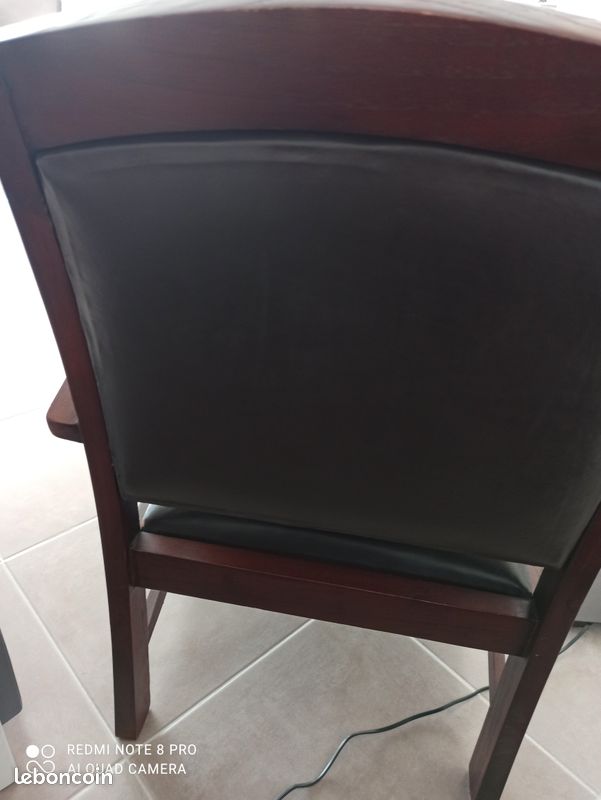 Fauteuil Vintage Cuir & Teck colonial (image 3)