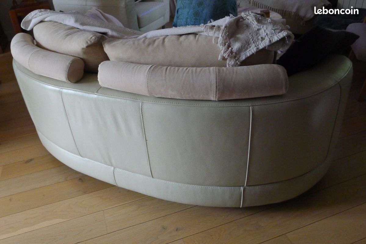 Ensemble salon cuir avec table basse bois (image 3)