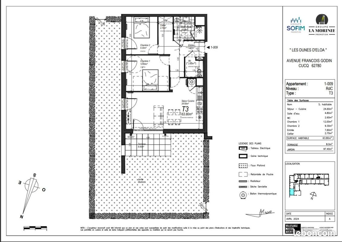 Appartement 3 pièces 62 m² · à Cucq · 62 m² · 800 €
