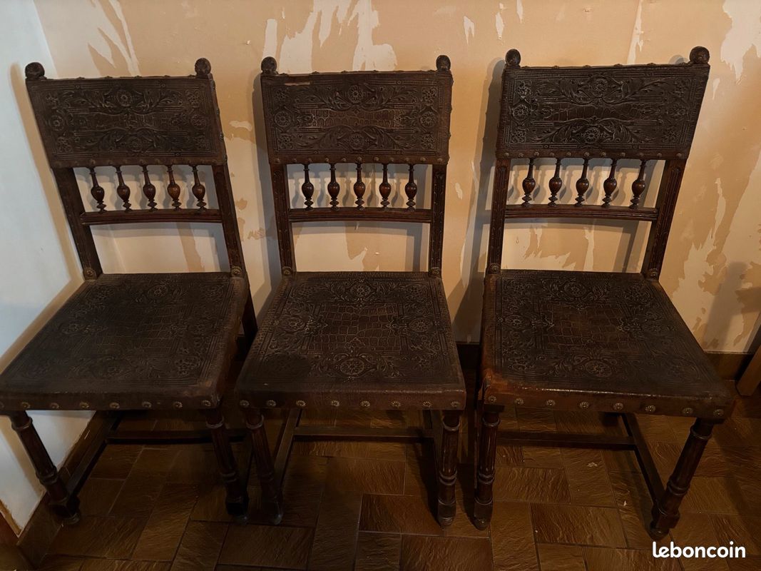 Chaise en cuir vintage (image 1)