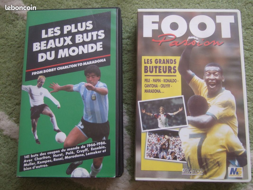 2 K7 VHS FOOTBALL LES BUTS de MARADONA Pelé Platini Cantona Cruyff ... PRIX par K7 VHS / bobp (image 1)