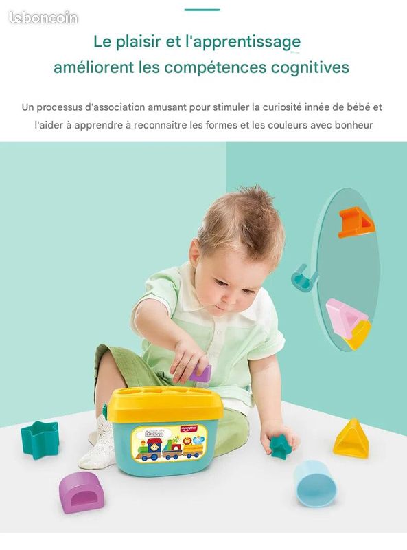 Boîte d'association cognitive de couleur graphique, jouet pour nourrissons et tout-petits, Bloc de construction (image 10)