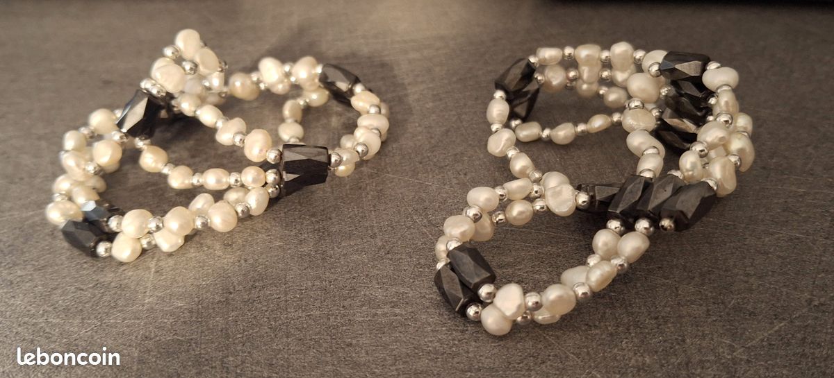 Parure/Bijou modulable 4-en-1 perles de culture & hématite magnétique (2 éléments) (image 6)