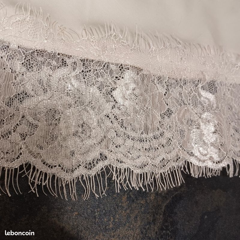 Tunique satinée et dentelle T 38 crème (image 5)