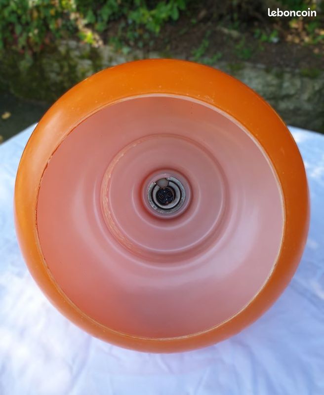 Suspension vintage année 70 - Verre opalin orange (image 4)