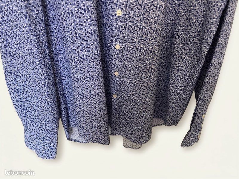 Chemise Café Coton fleurie bleue Taille XL (Extra Large) Très bon état (image 3)