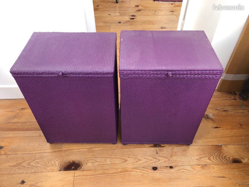 Paire de petits meubles ancien en Lloyd Loom (image 1)