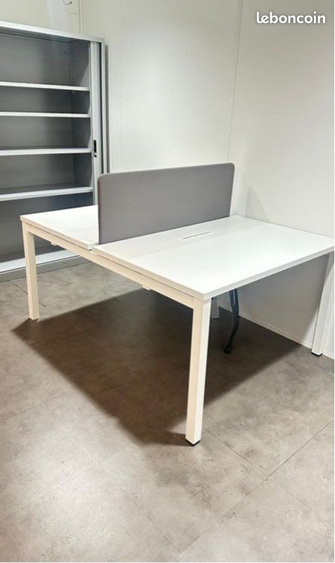 Bureau Face-à-Face 140×80 avec Séparateur – Pro, Solide, Blanc (image 5)