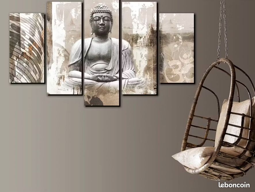 Tableau Toile Déco Bouddha 100 Cm - Impression Numérique Prêt à Accrocher - Visario