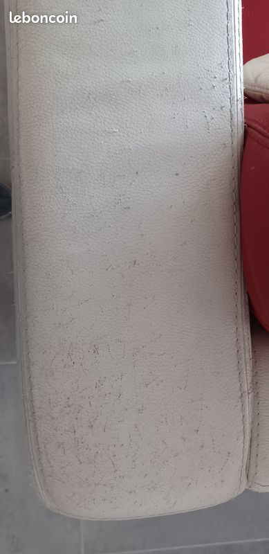Canapé d'angle en cuir 170X250 cm rouge et blanc (image 9)