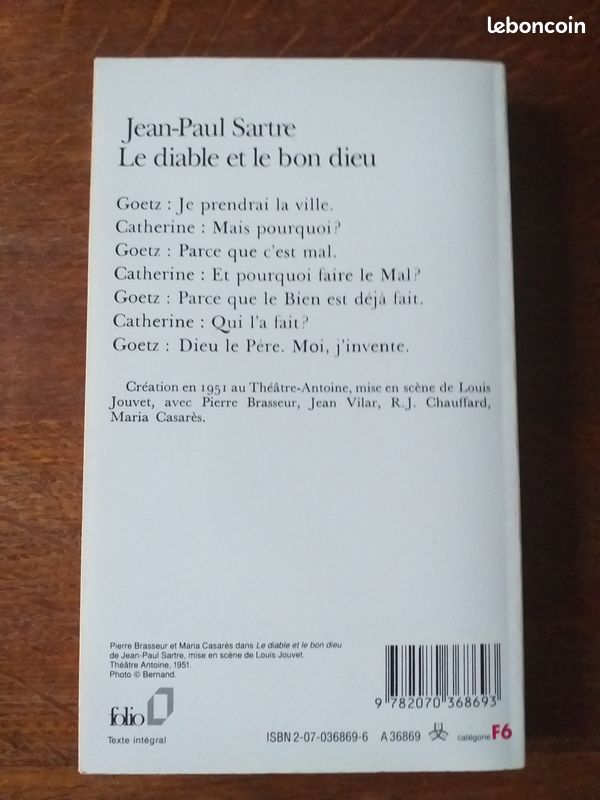 Le Diable et le Bon Dieu - Jean-Paul Sartre - Éditions Gallimard Folio 2001 (image 2)