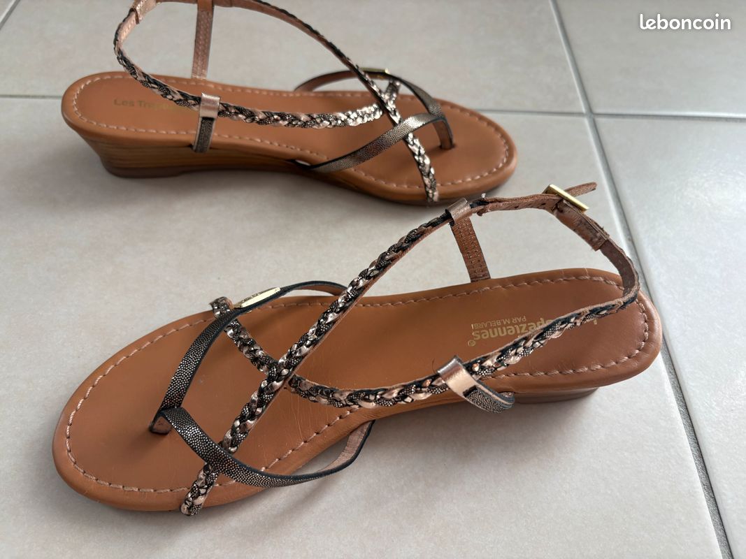Escarpins Tropeziennes En Cuir Marron - Taille 38 - Occasion En Très Bon État