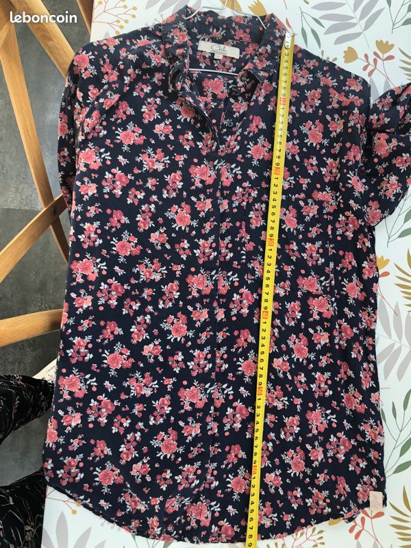 Chemise C&A marine fleurie rose M (image 5)