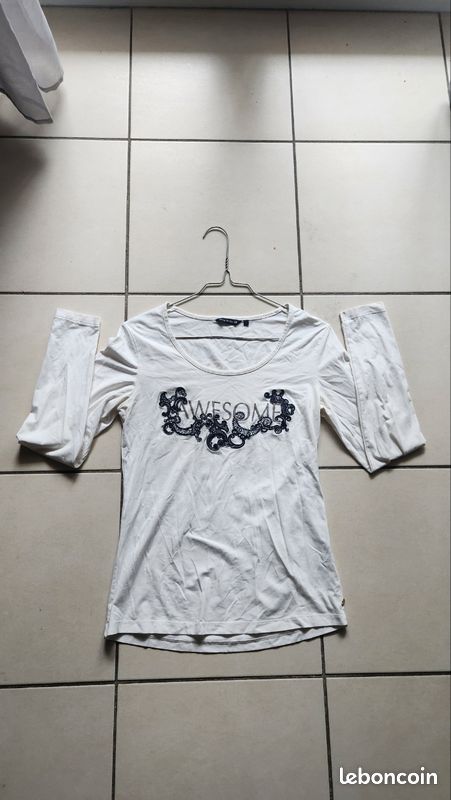 Tee-shirt manche longue blanc (image 1)