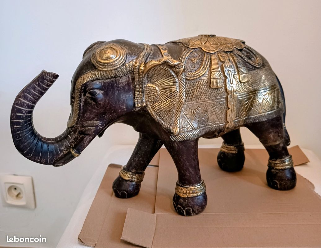 Figurine Décorative éléphant En Bois - Occasion - Style Ethnique - Objet De Décoration