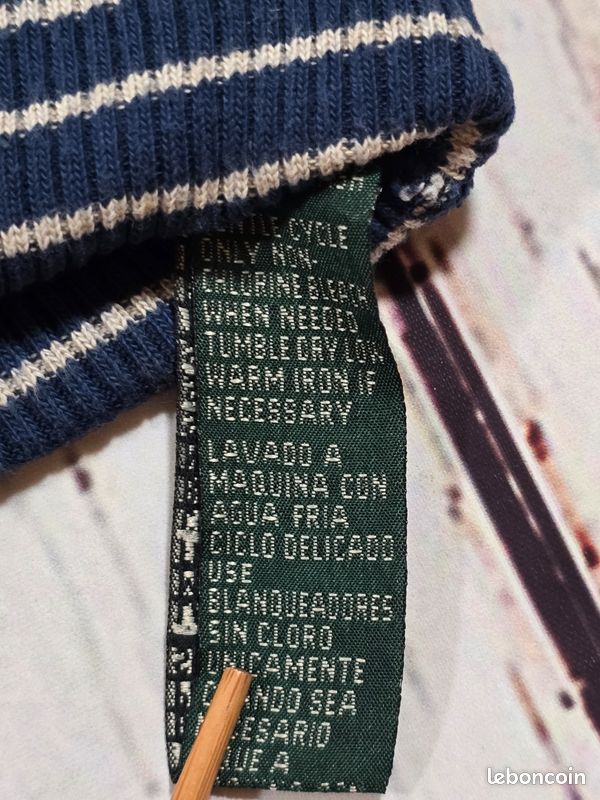 Ralph Lauren T-Shirt Femme M Bleu à rayures Été Classique Chic Vintage Casual Très Bon état (image 6)