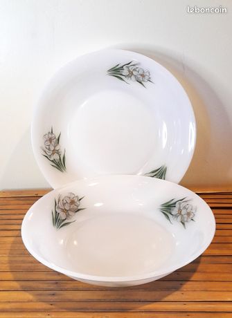 Plat creux arcopal vintage decor Narcisse