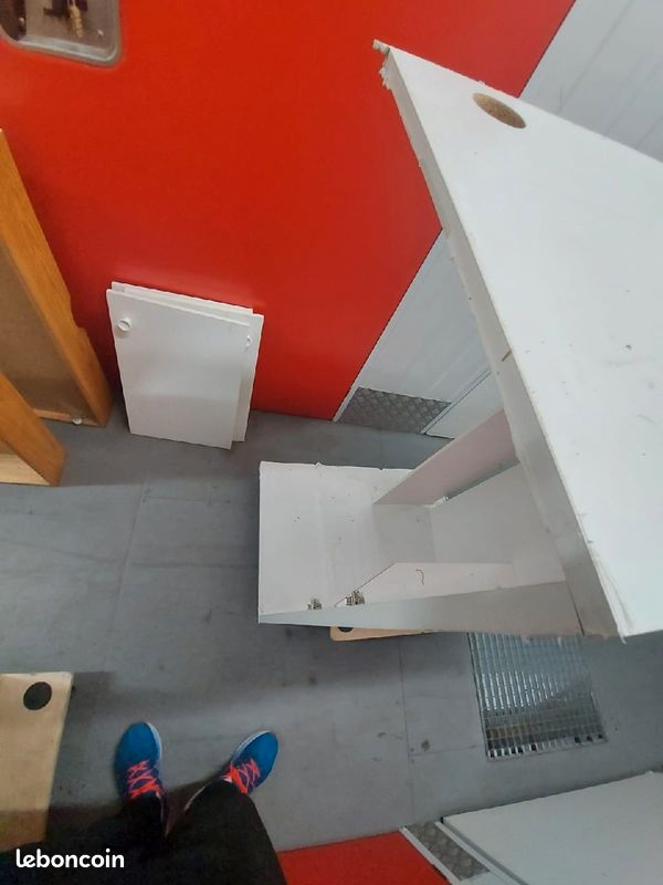 Bac 2 éviers pour cuisine et meuble support avec 3 portes (image 1)