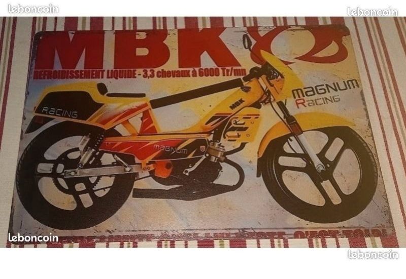 Plaque Métal Vintage MBK Magnum Racing - Décoration Murale Moto - Neuf