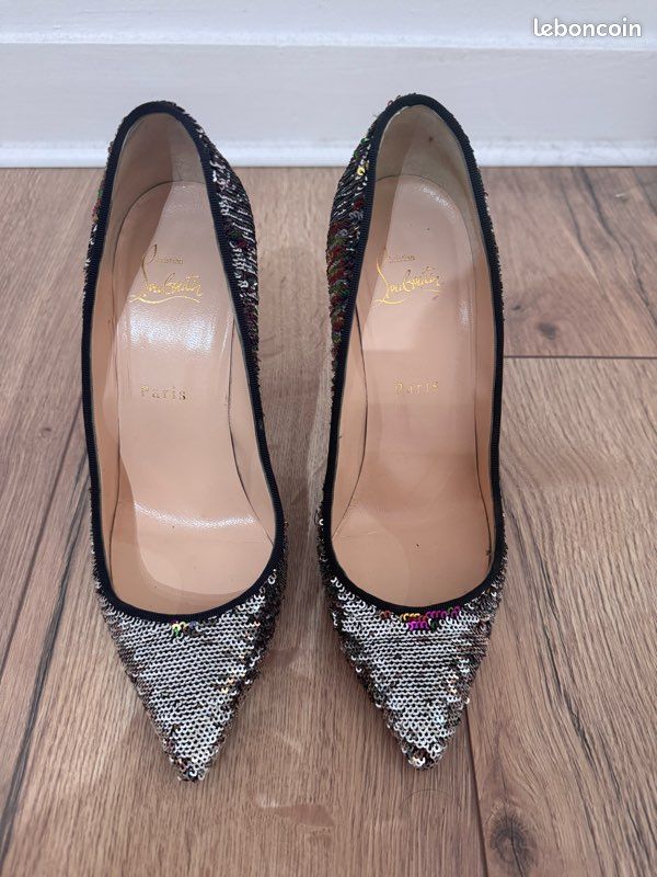 Escarpins Christian Louboutin Pigalle Follies 100 Paillettes Dragonfly - Taille 42, Neuf Avec Boîte