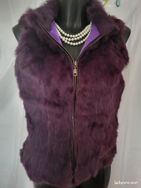 Gilet Vintage Char Santa Fe En Cuir Daim Violet Peint à La Main - Roses Du Sud-Ouest - Taille S/M
