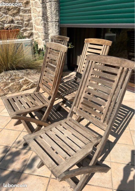 Table et chaises bois salon jardin (image 3)