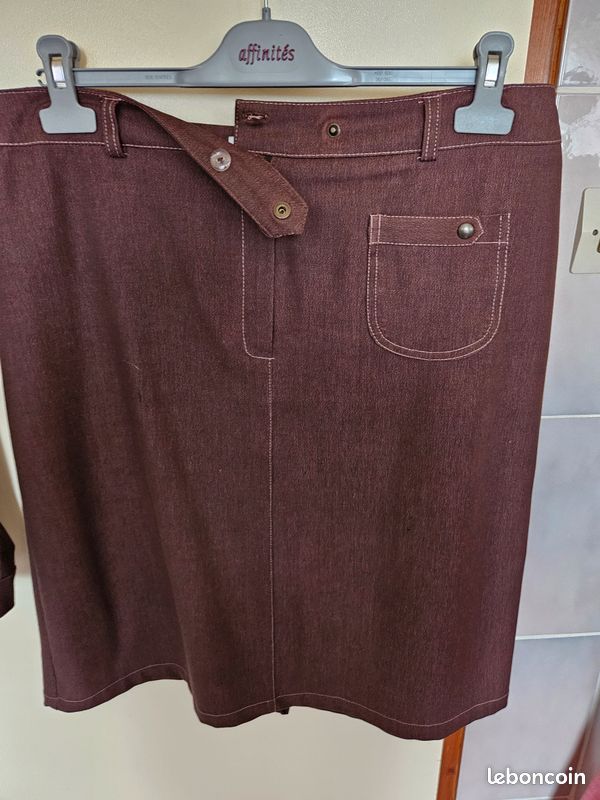 Jupe Mi-longue Vintage Affinités D'Armand Thierry - Taille 40 - Style Crayon Violet - Occasion Très Bon état