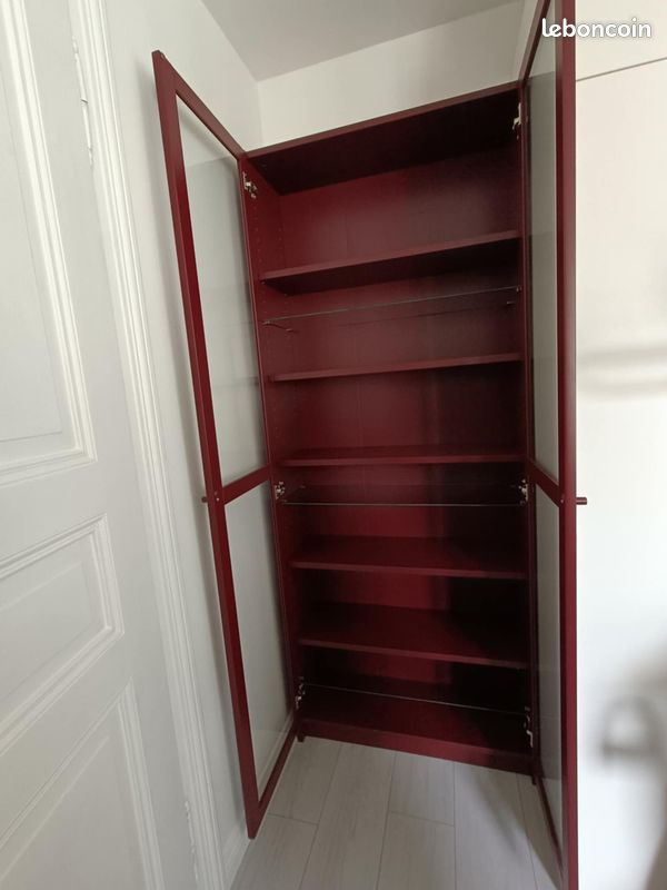 Bibliothèque avec portes vitrées Billy rouge IKEA (image 2)