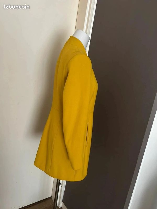 Blazer Long veste Zara Basic Jaune Moutarde Taille M 38 Élégant & Structuré (image 9)