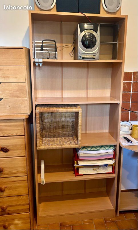 Meuble à étagères 1m70 melaminé couleur bois clair 5 niveaux (image 4)